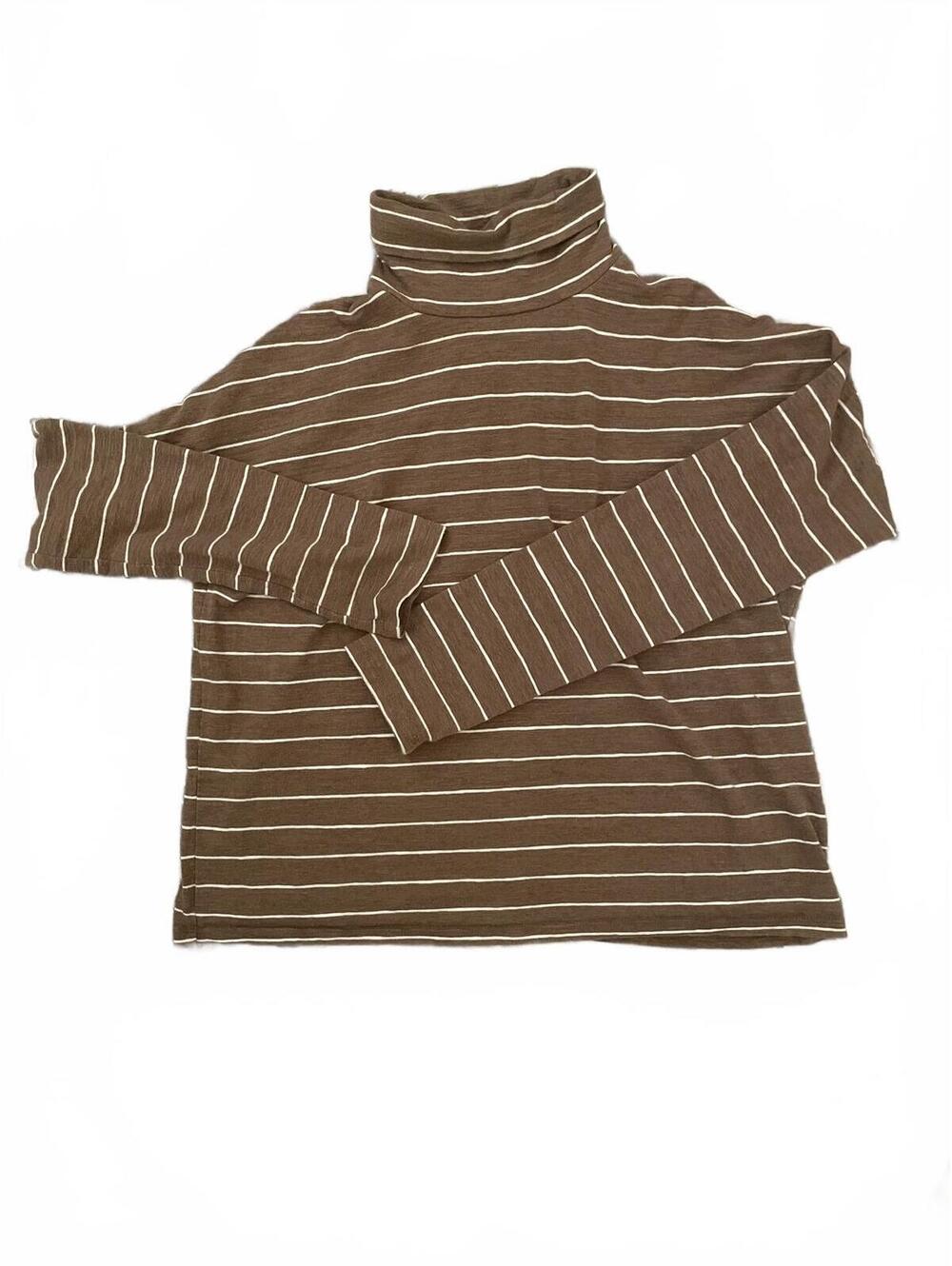 Madewell  Striped Turtleneck Top Women's Small Brown White